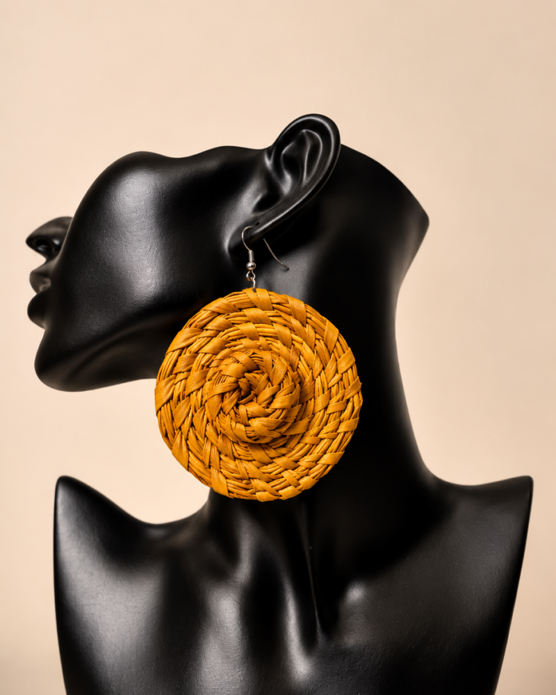 0eaf2a9a-5ae6-44b0-beec-a58febca23bc 1 pair Bohemian Raffia Hat Shape Earrings