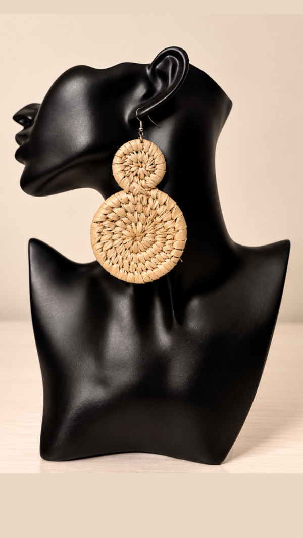16feed9e-bdac-4081-86aa-91fd7746a33e 1 pair Bohemian Raffia Round Earrings