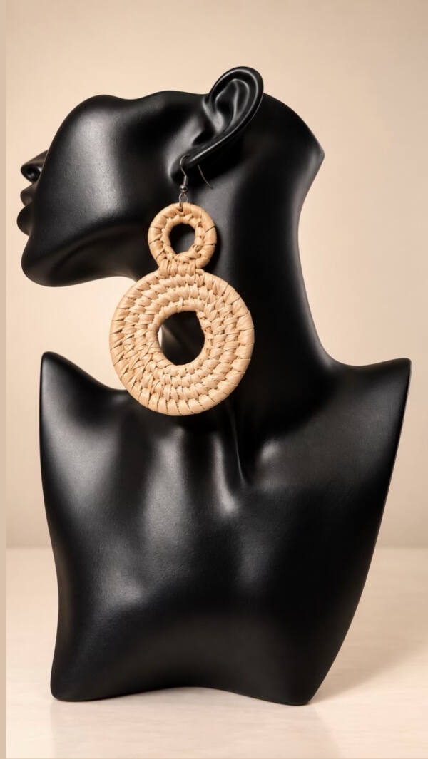 aigc_infoaigc_label_type2 1 pair Bohemian Raffia Round Earrings