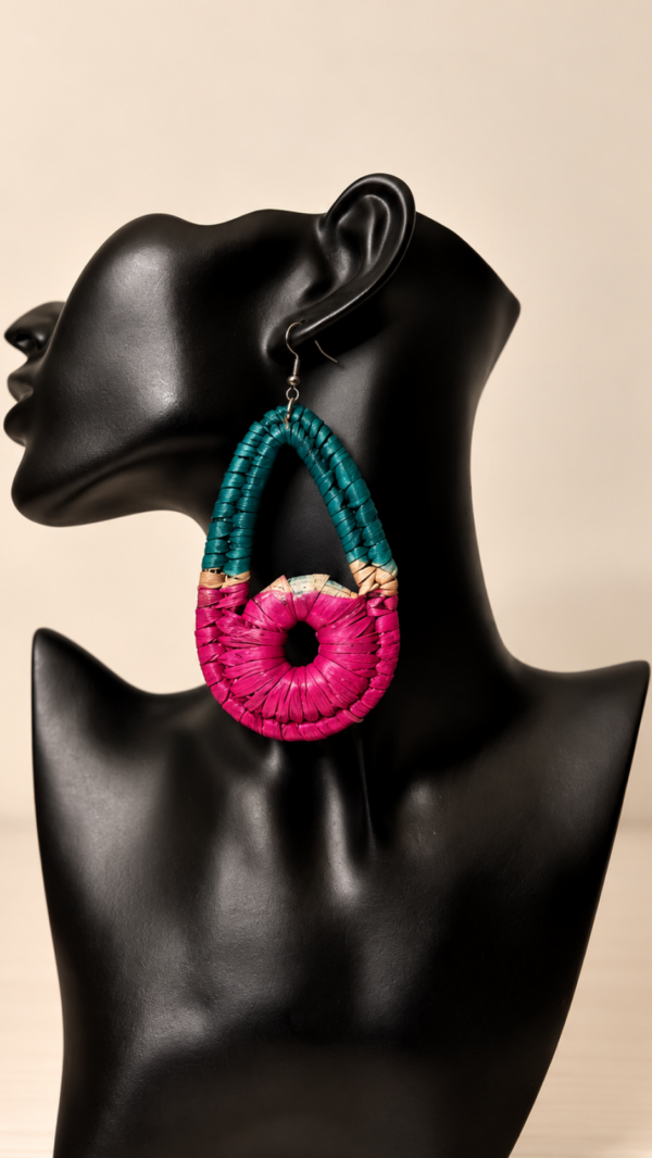1 Pair Bohemian Raffia Earrings